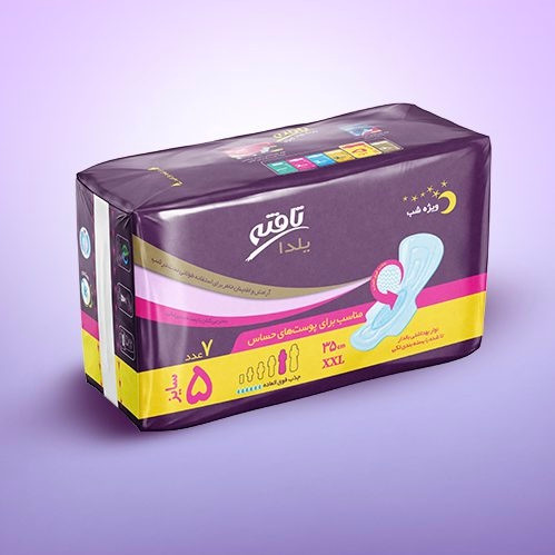 نوار بهداشتی با رویه کتانی تافته مدل یلدا ویژه شب بسته 7 عددی